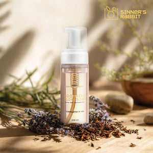 Ready to Use Soothing Clove Soap in 150ml bottle on a natural background with levender