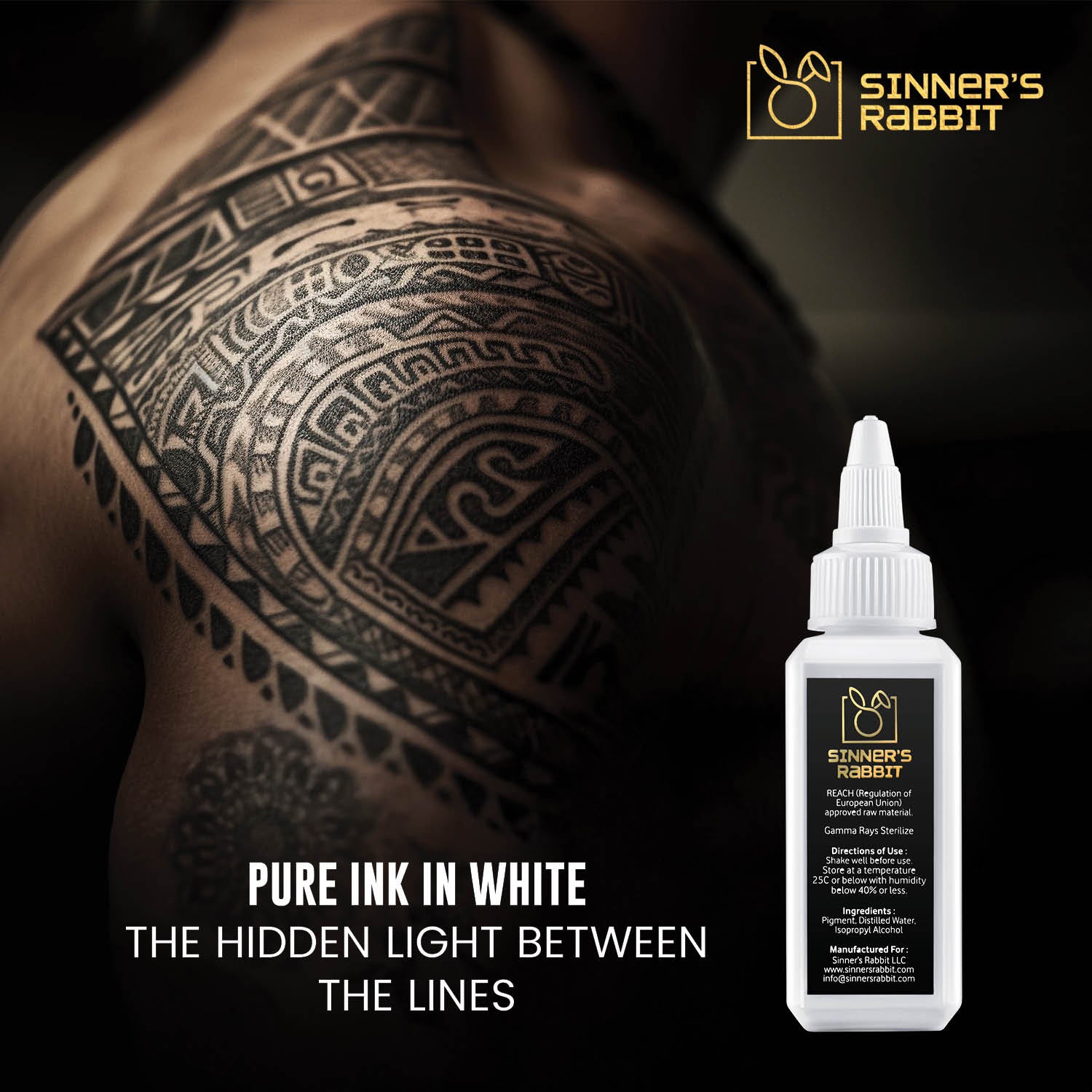 Bone White Tattoo Ink in 2oz with text showing Purity of the Ink