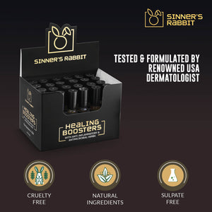 Healing Boosters Oil Box of 24 Piece in 5ml with text highlighting Natural Ingredients