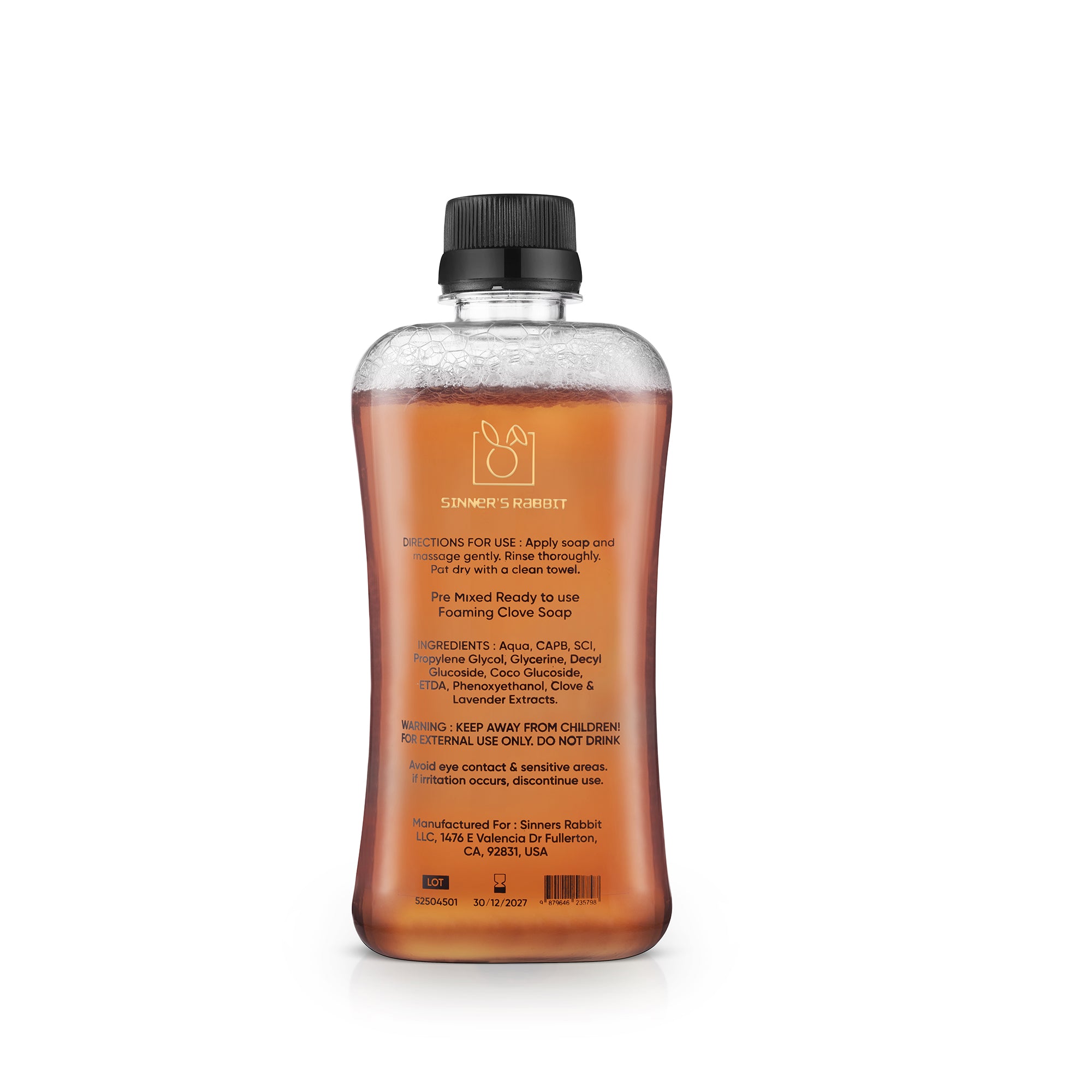 Soothing Clove Soap in 500ml bottle from back side