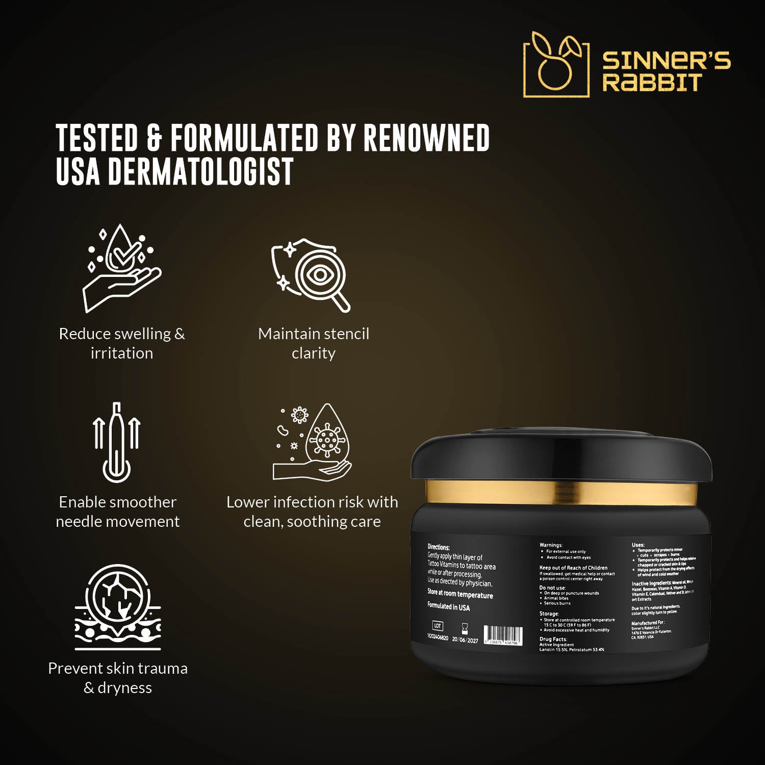 Vitamins Processing and Healing Ointment in 8oz with text highlighting its Benefits