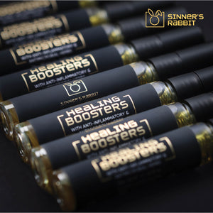 Row of many Healing Boosters Oil from it's Box of 12 Piece in 5ml