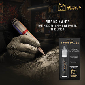 Bone White Tattoo Ink in 1oz with text highlighting Purity of Ink
