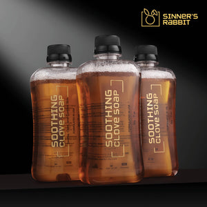 3 bottle of Soothing Clove Soap in 500ml from close up