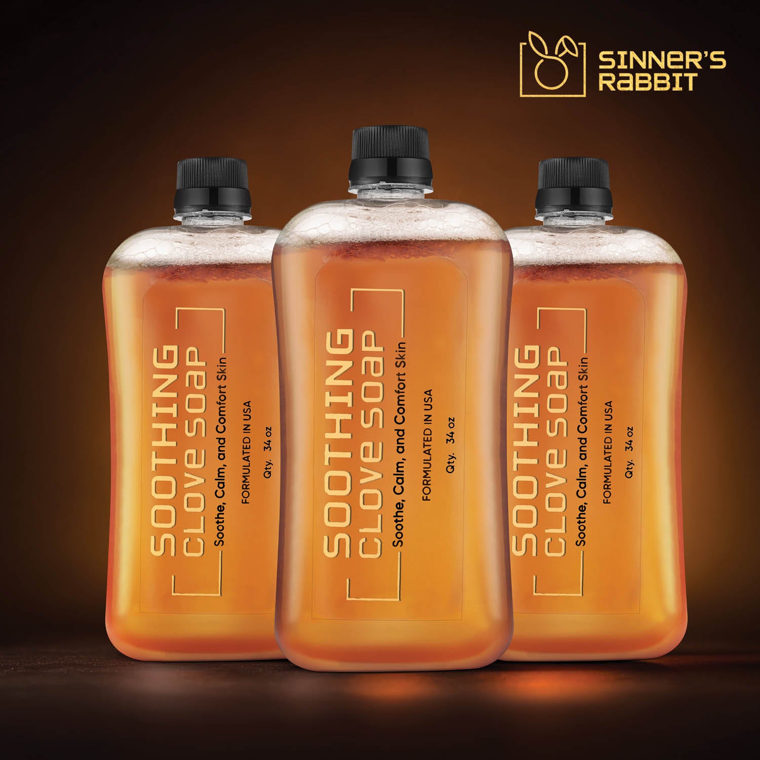 3 bottle of Soothing Clove Soap in 1L from close up