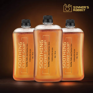 3 bottle of Soothing Clove Soap in 1L from close up