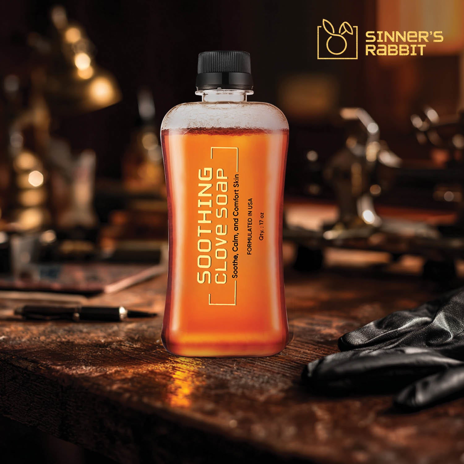 Bottle of Soothing Clove Soap in 500ml from front side