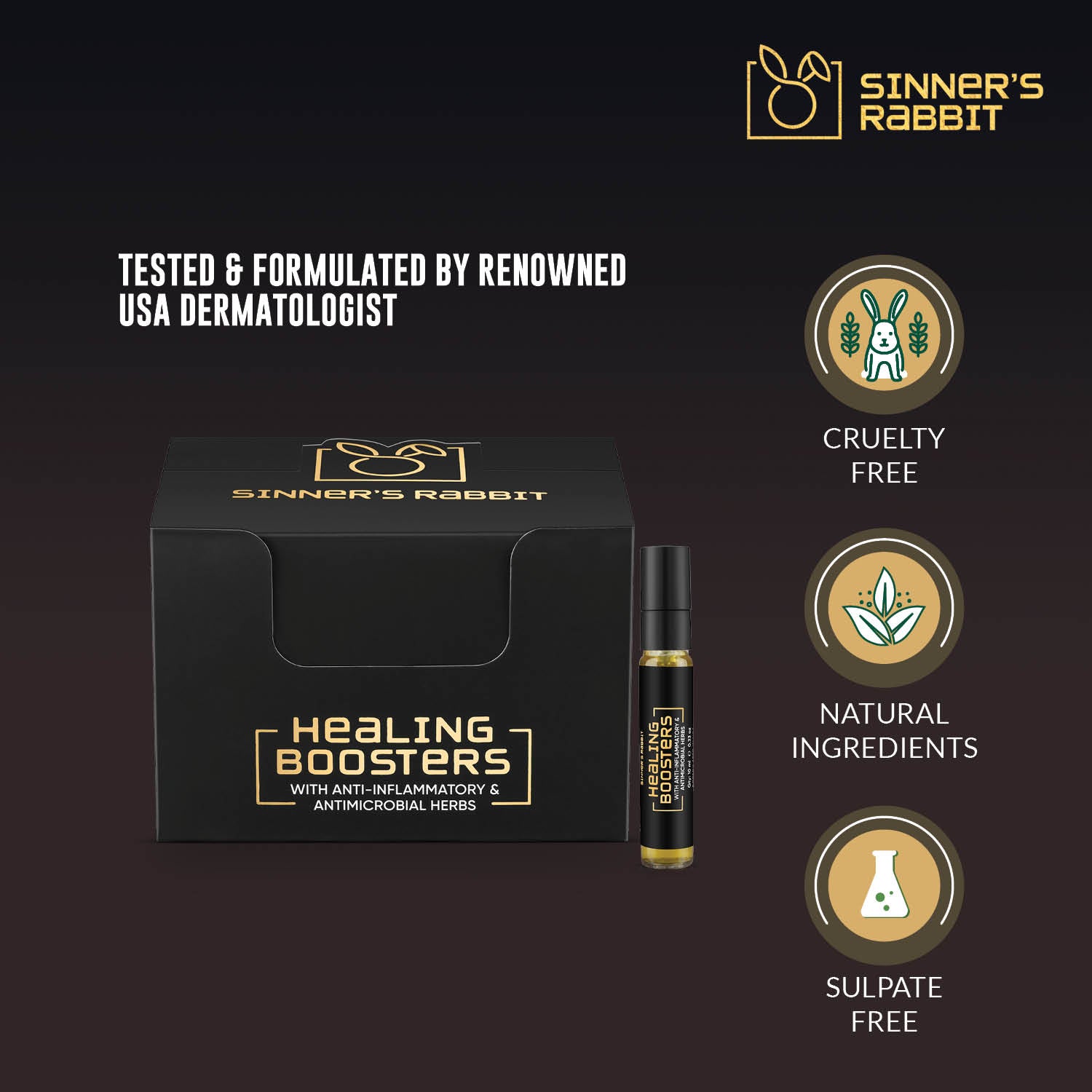 Healing Boosters Oil Box of 12 Piece in 10ml with text highlighting Natural Ingredients