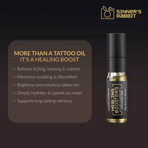 Healing Boosters Oil in 5ml with text showing it's Benefits